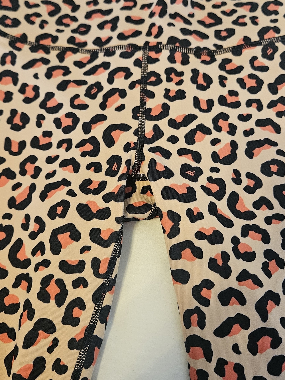 Fabletics PowerHold Leopard Print Leggings in Cream, Black & Orange - Picture 4 of 8